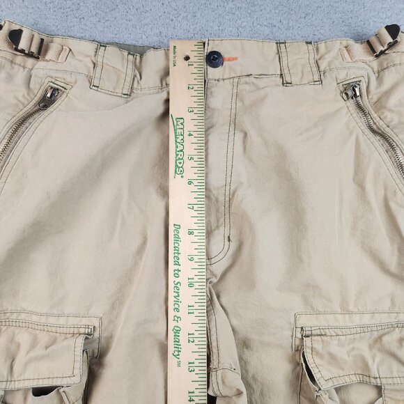 Vintage Bugle Boy Shorts Men's 38 Tan Baggy Skater Wide Leg 90s Retro Relaxed - Picture 5 of 11